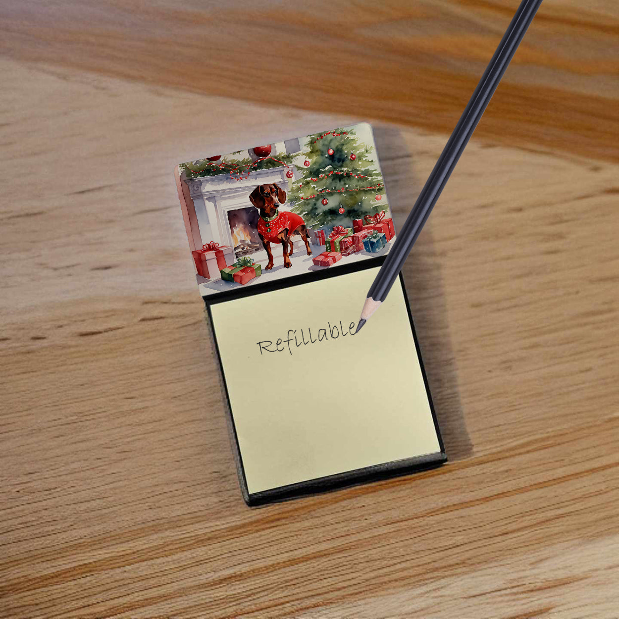 Dachshund Cozy Christmas Sticky Note Holder