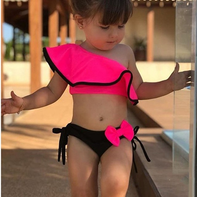 Girls Ruffle Bow Two-Piece Swimsuit