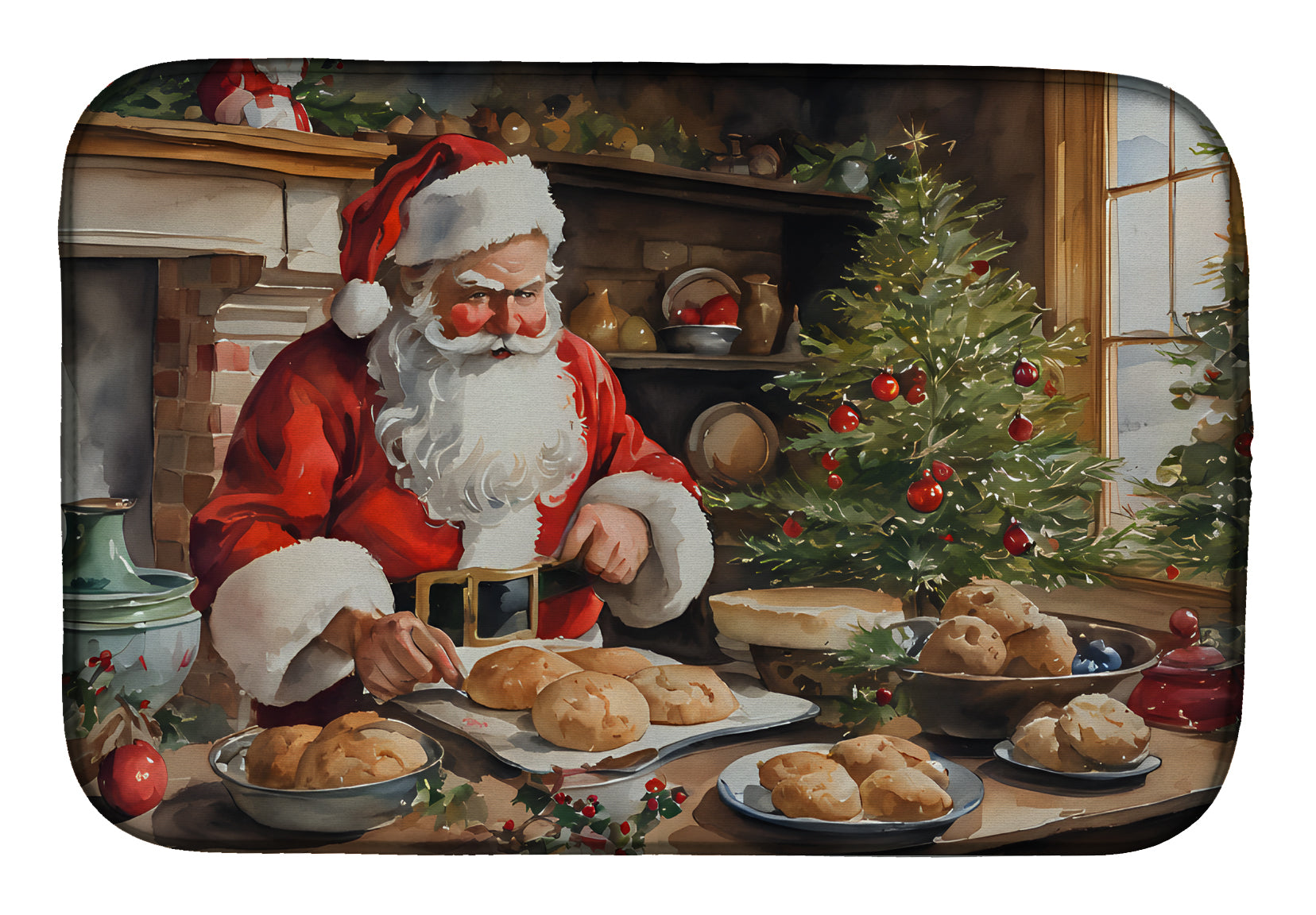 Cookies with Santa Claus Dish Drying Mat