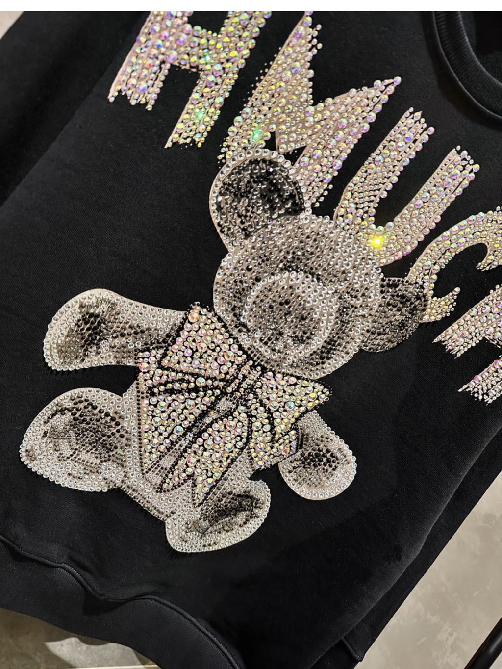 Light Luxury Rhinestone Bear Sweatshirt for Women | Streetwear
