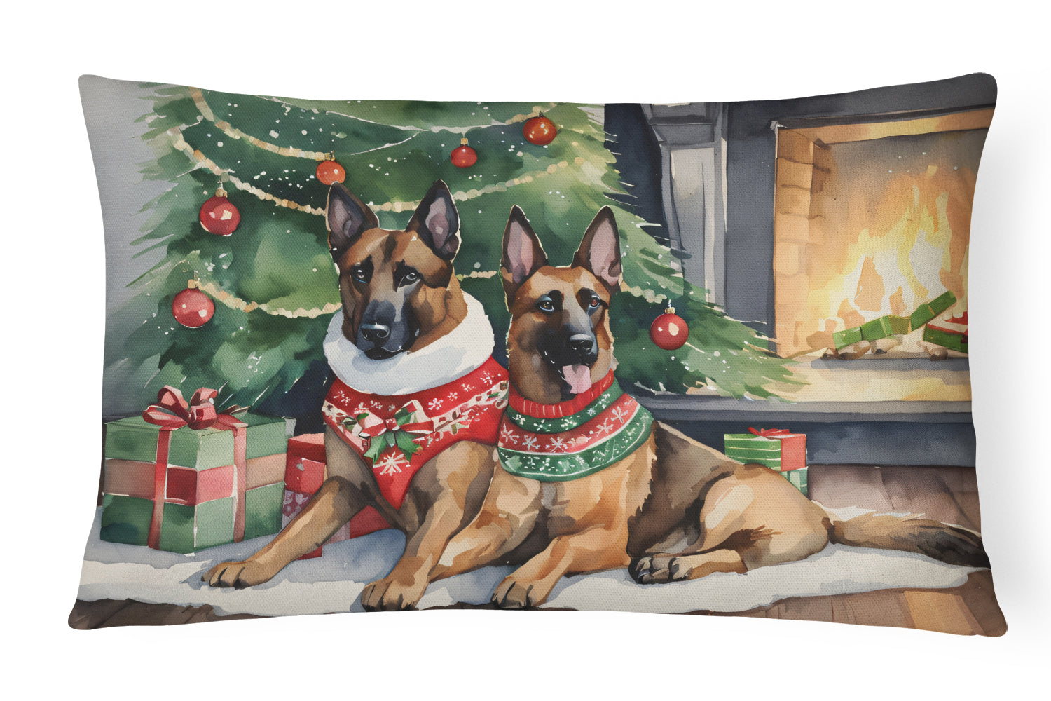 Belgian Malinois Cozy Christmas Throw Pillow