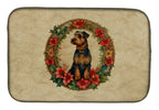 Airedale Terrier Christmas Flowers Dish Drying Mat