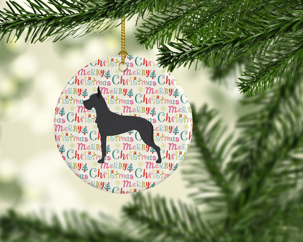 Great Dane Merry Christmas Ceramic Ornament