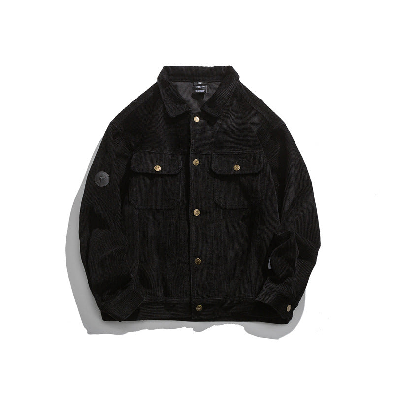 Solid Color Corduroy Lapel Jacket