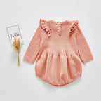Baby Girls' Long Sleeve Knitted Ruffled Bodysuit Set