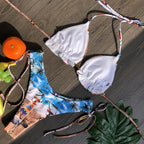 Feather Print Push-Up Tassel Bikini Set