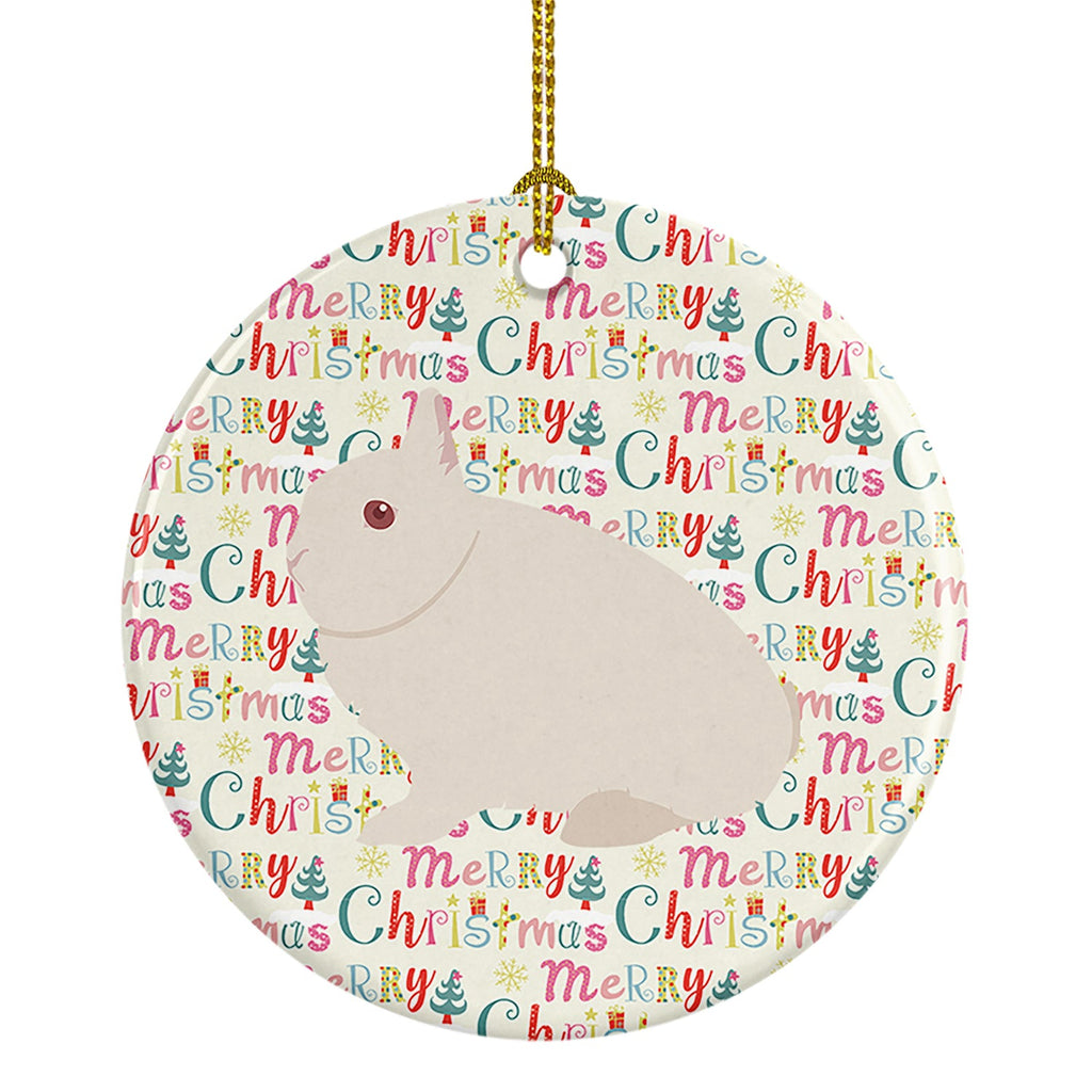 Hermelin Rabbit Christmas Ceramic Ornament