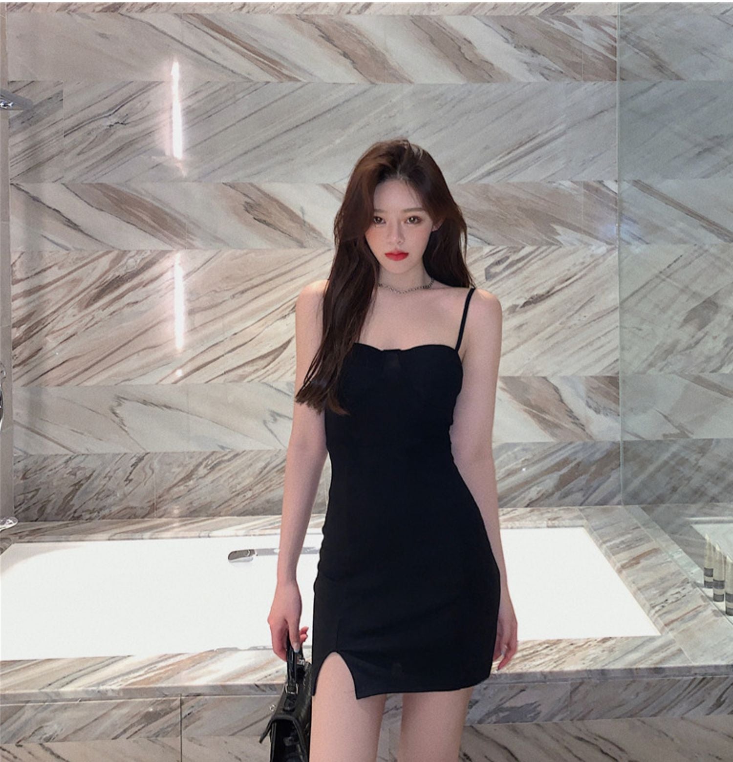 Slim Fit Summer Dress with Square Neck for Women