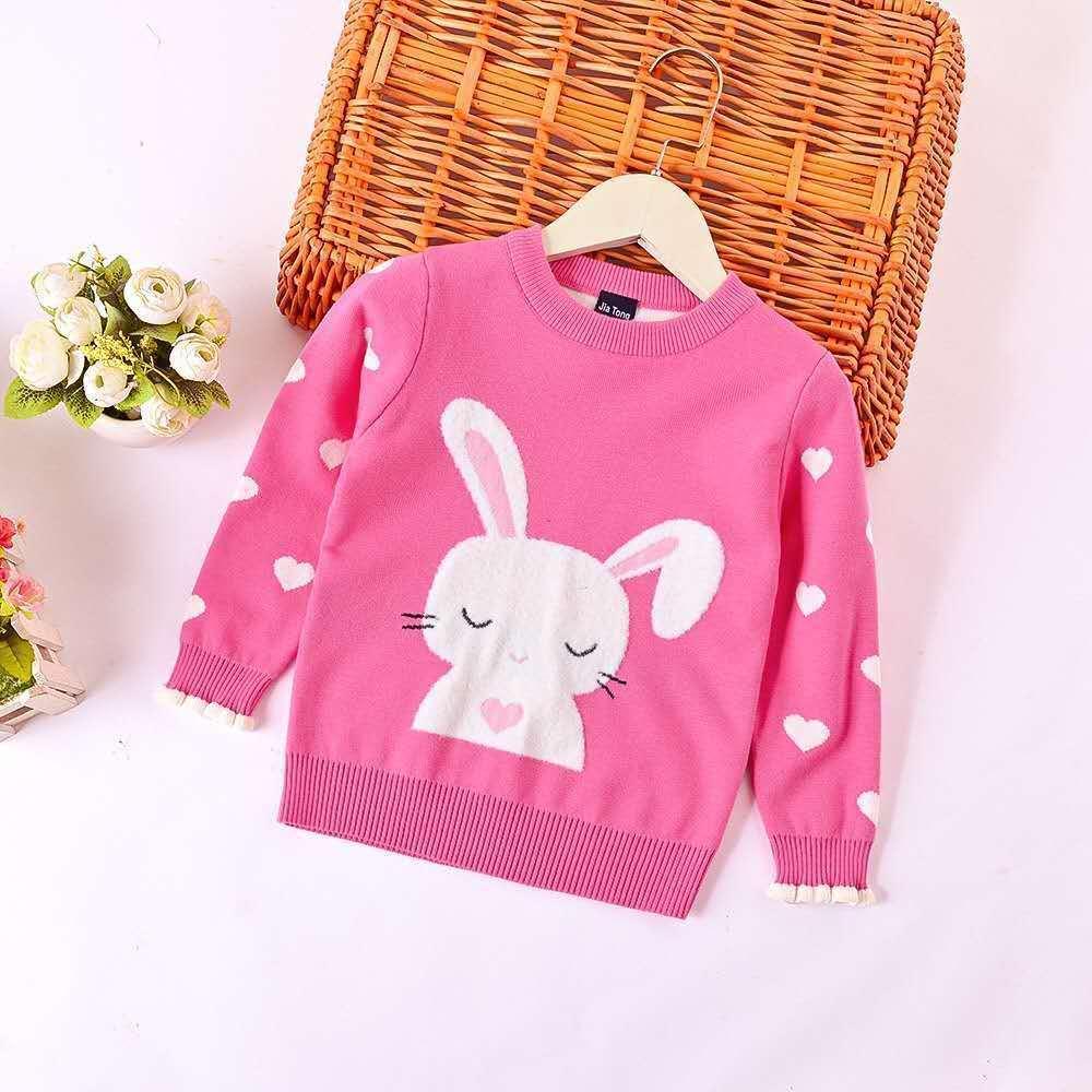 Knit Sweater with Love Rabbit Design Double Coat