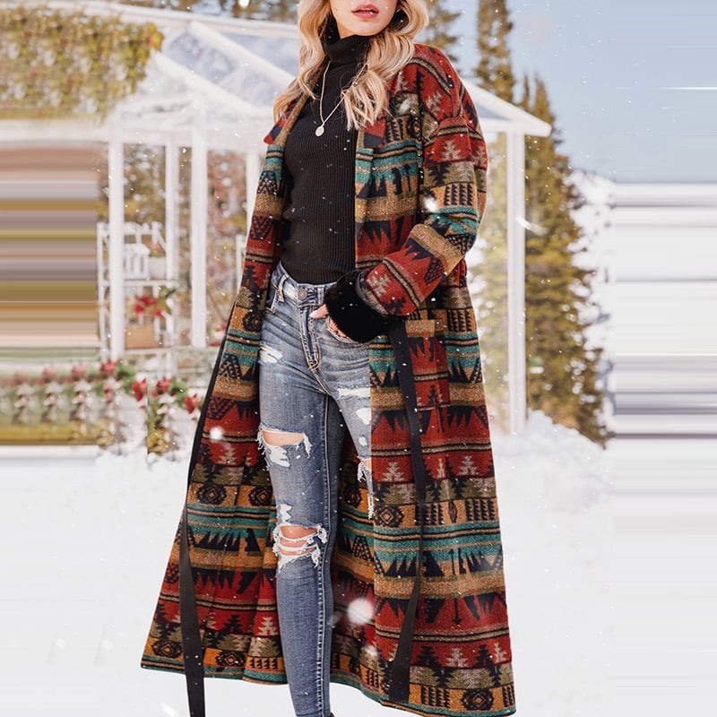 Women's Reversible Printed British Lapel Trench Coat
