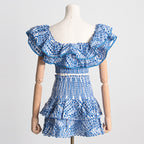 2024 Summer French Style Ruffled Crop Top & Skirt Set