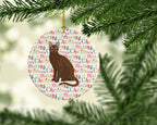 Havana Brown Cat Christmas Ceramic Ornament