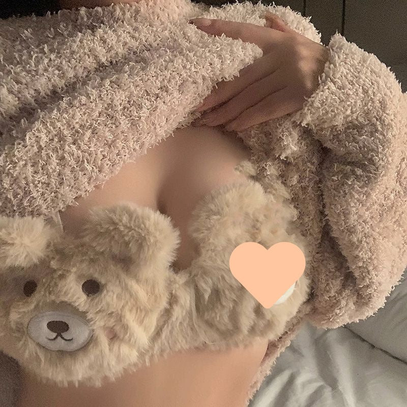 Plush Embroidered Bra Set