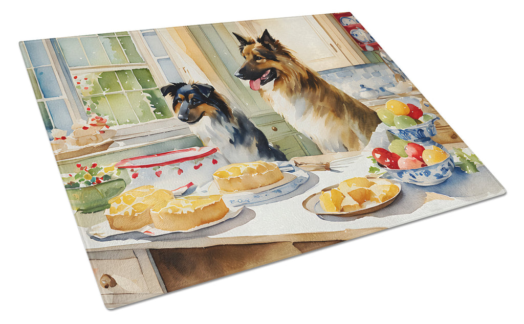 Belgian Tervuren Christmas Cookies Glass Cutting Board