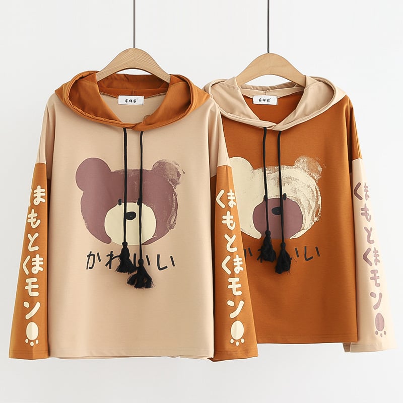 Korean Sweatshirt with Cute Bear Print Design | Streetwear