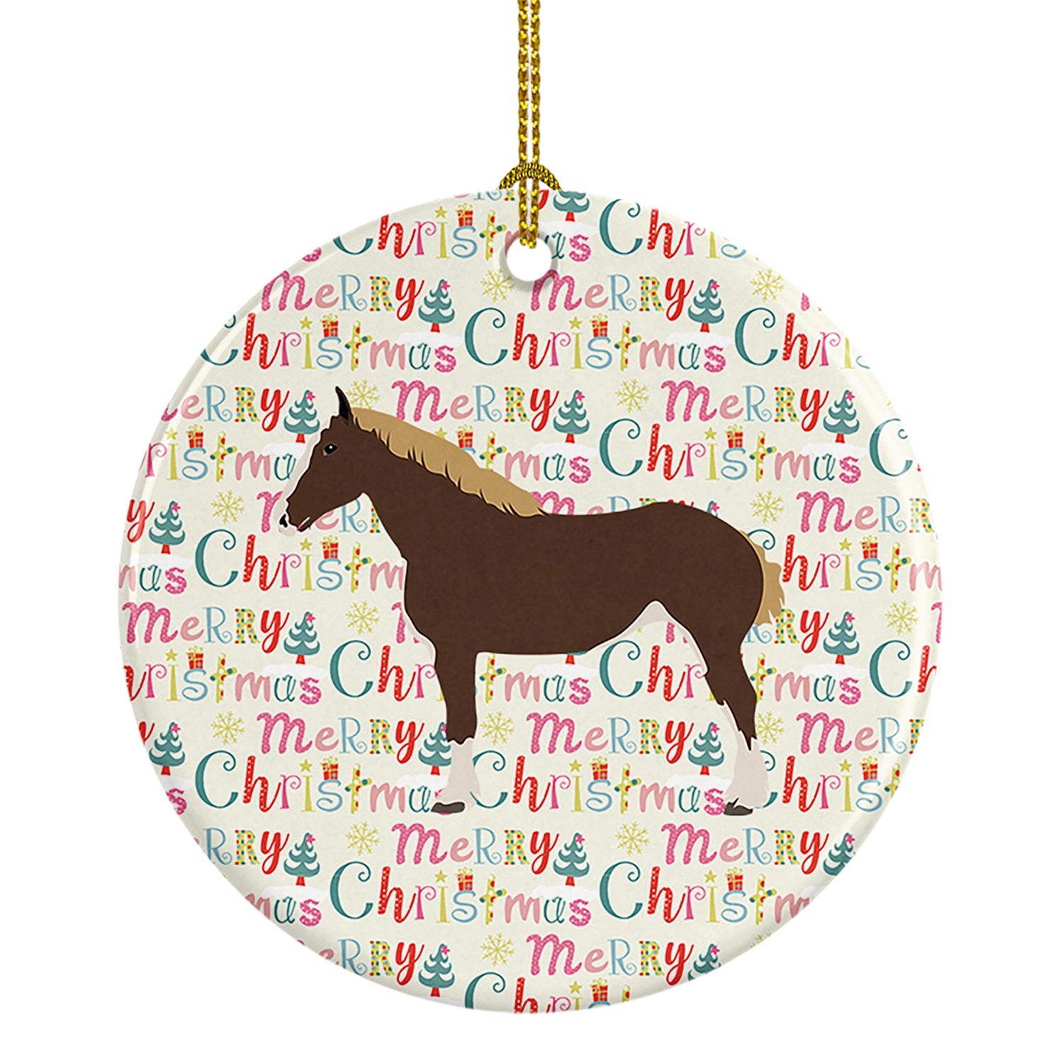 Percheron Horse Christmas Ceramic Ornament