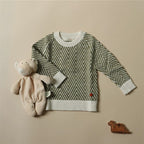 Children's Round Neck Pullover with Christmas Wave Pattern