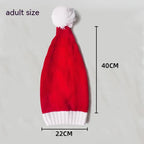 Warm Knitted Hat with Christmas Fur Ball Decor | Embroidered Cap