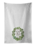 West Highland White Terrier Sitting Pretty Christmas Wreath Kitchen Towel Set of 2