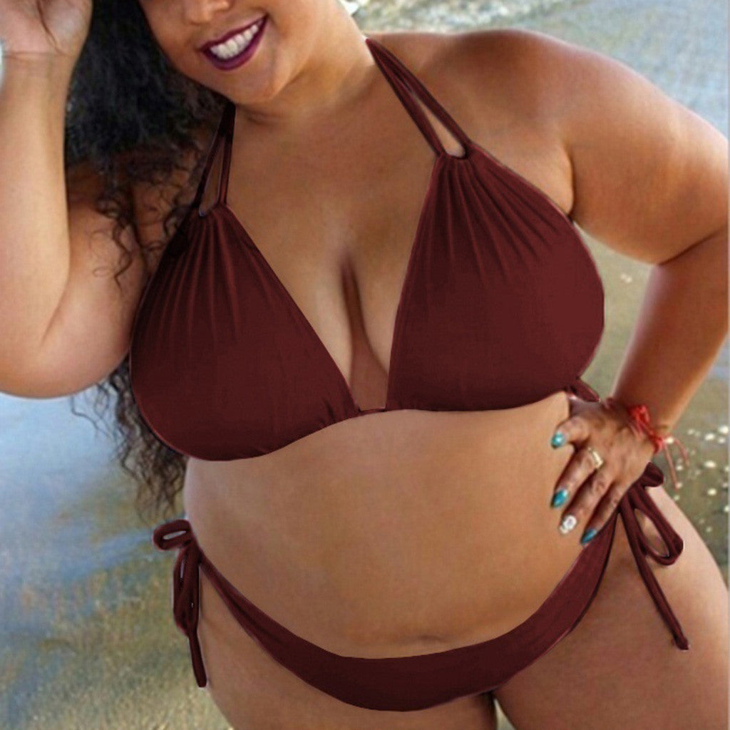 Women's Plus Size Black Halter Bikini Set