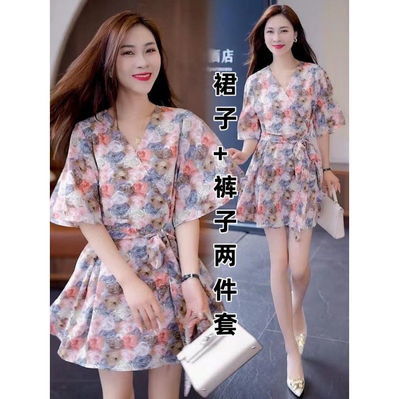 2023 Summer Fashion Floral Dress Set for Petite Women