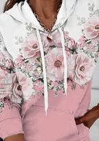 Floral Print Hooded Long Sleeve Leisure Sweater
