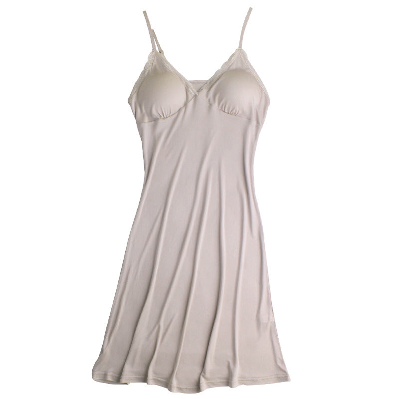 2020 Summer Women's Silk Cami Nightgown with Padding