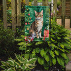 California Spangled Cat By the Christmas Tree Garden Flag