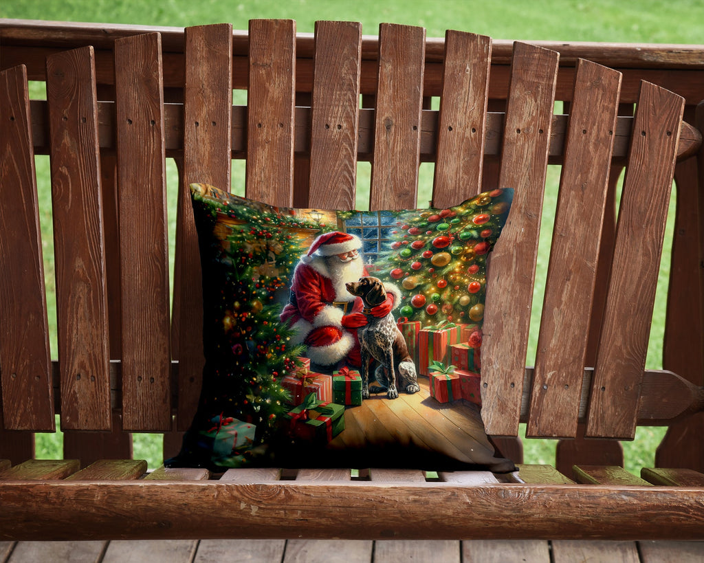German Shorthaired Pointer and Santa Claus Throw Pillow