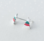 Silver Christmas Tree Earrings for Women E4315