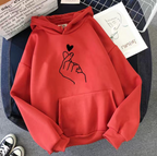 Candy Color Fleece Hoodie Sweater with Heart Design | Streetwear