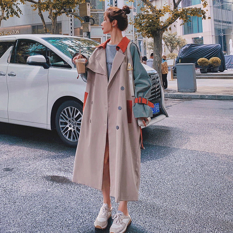 Korean Loose Plaid Dark Green Woolen Mid-length Coat