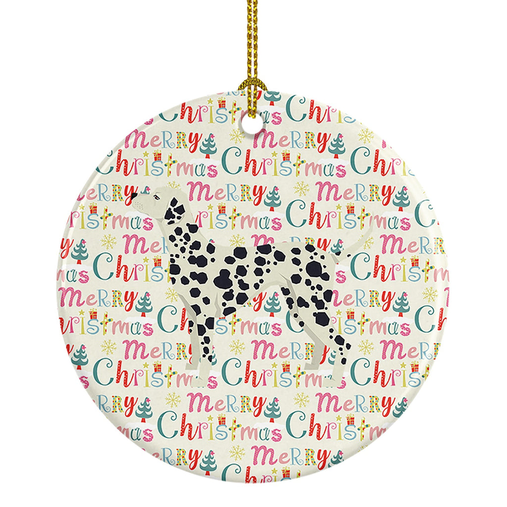 Dalmatian Merry Christmas Ceramic Ornament