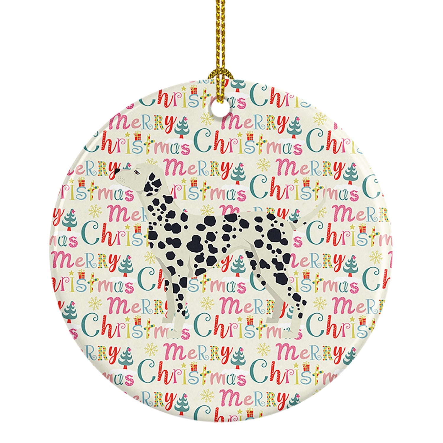 Dalmatian Merry Christmas Ceramic Ornament