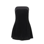 Strapless Velvet A-Line Mini Dress