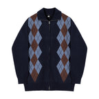 Korean Loose Zipper Plaid Sweater Coat