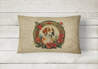 English Foxhound Christmas Flowers Throw Pillow
