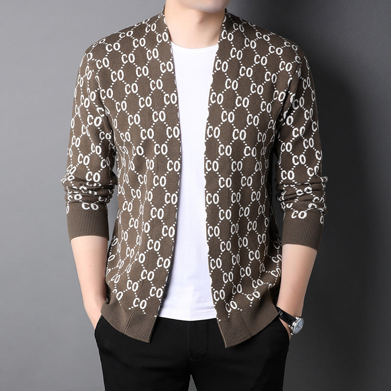 Men's Knitted Cardigan Coat for Autumn Season