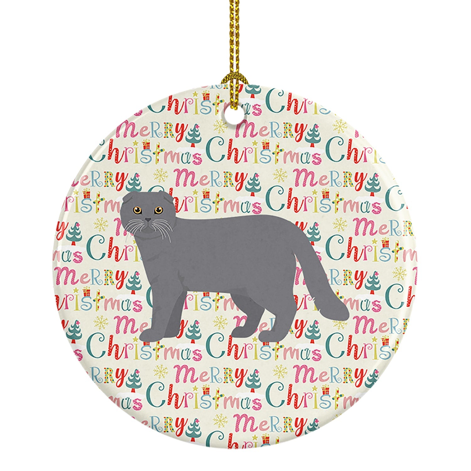 Scottish Fold #1 Cat Christmas Ceramic Ornament