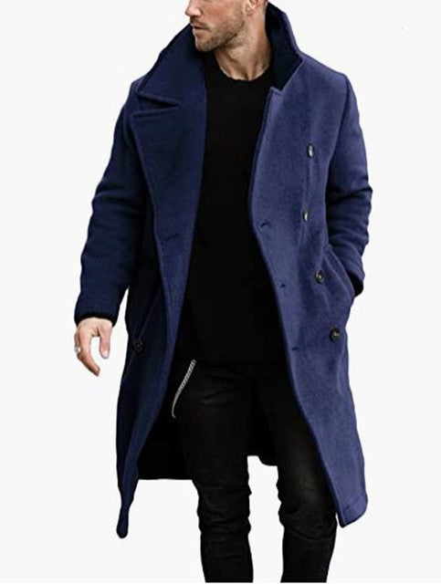 2023 Autumn/Winter Men's Long Woolen Coat Double Breasted
