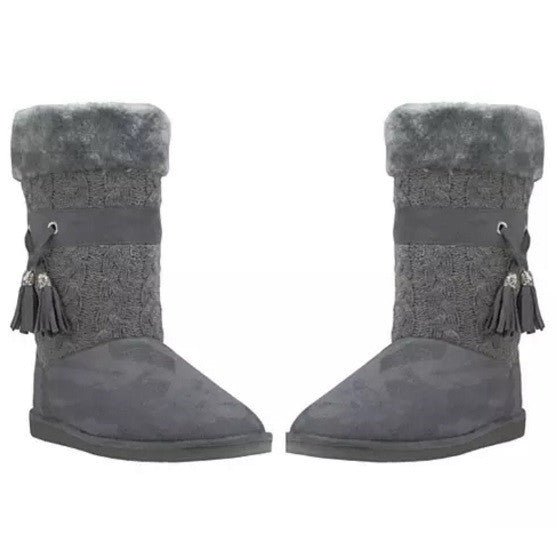 Toasty Toes Plush Knit Faux Fur Boots | Footwear
