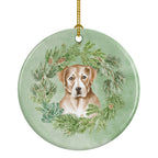 Labrador Retriever Yellow Christmas Wreath Ceramic Ornament