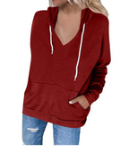 Women's Fleece Hooded Casual Top with Pockets