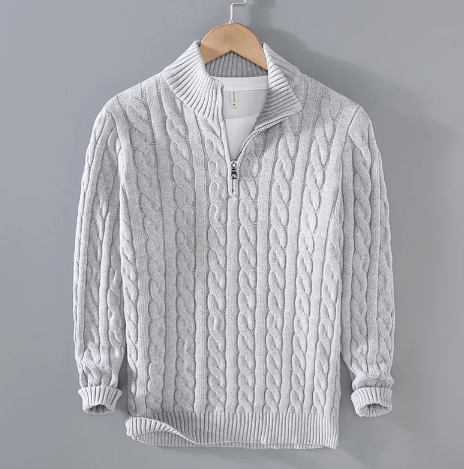 Men's Half Turtleneck Zipper Sweater