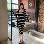 Classy Women's 2-Piece Striped Cropped Cardigan & Dress
