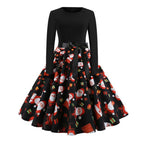 A-line Long Sleeve Christmas Dress with Santa Print