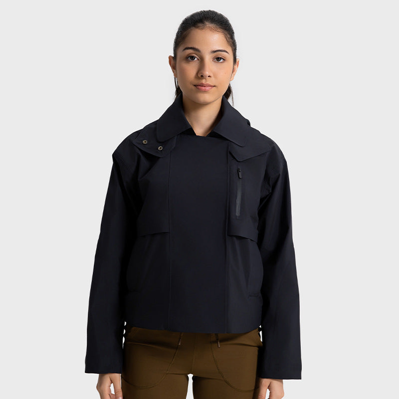 Women's Detachable Short Trench Coat - Windproof & Waterproof