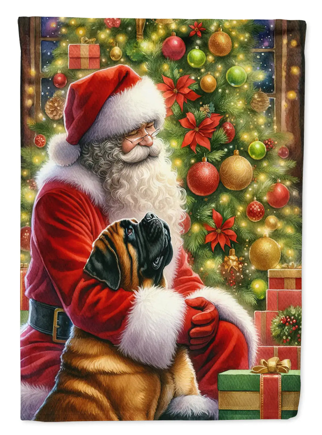 Mastiff and Santa Claus House Flag