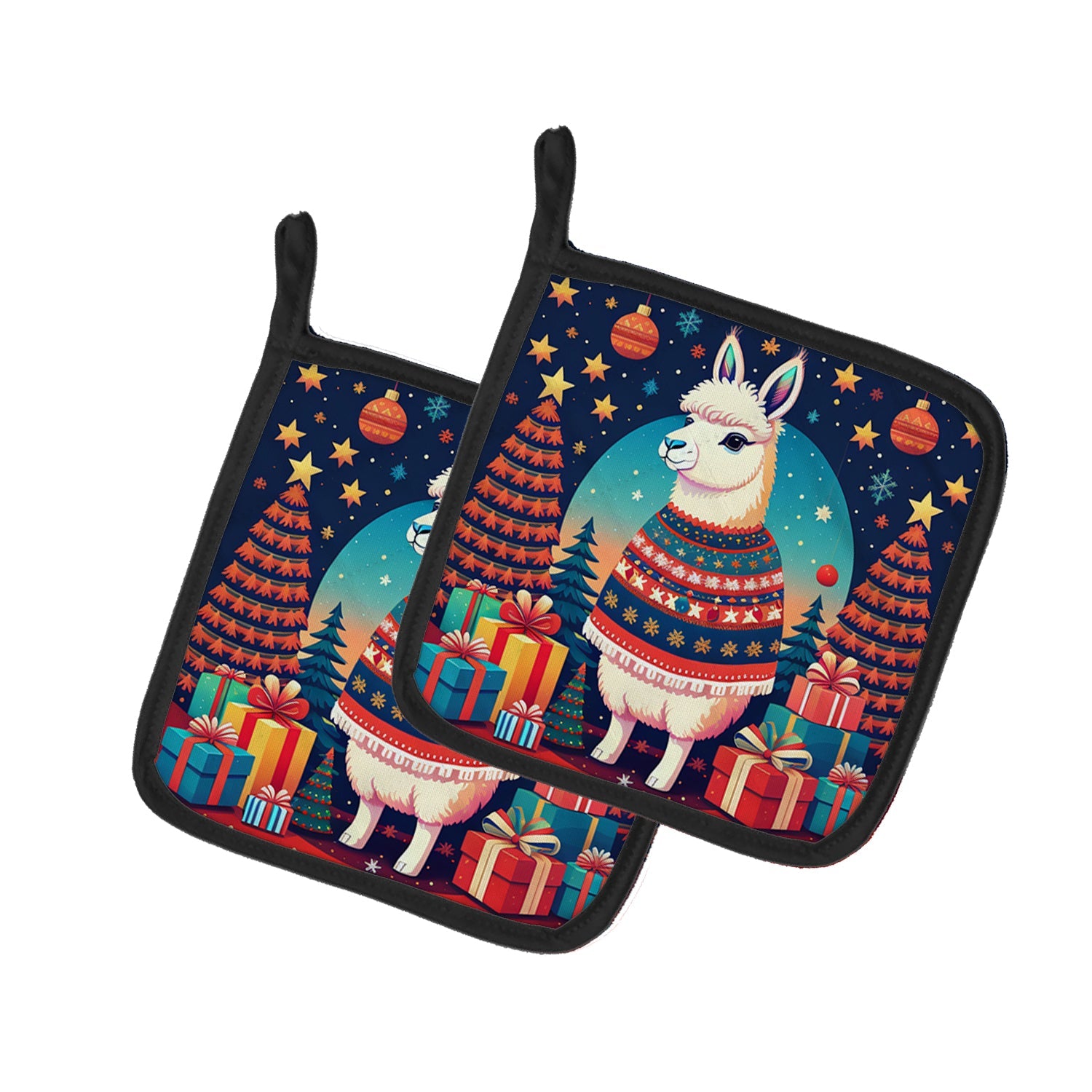 Llama Christmas Pair of Pot Holders