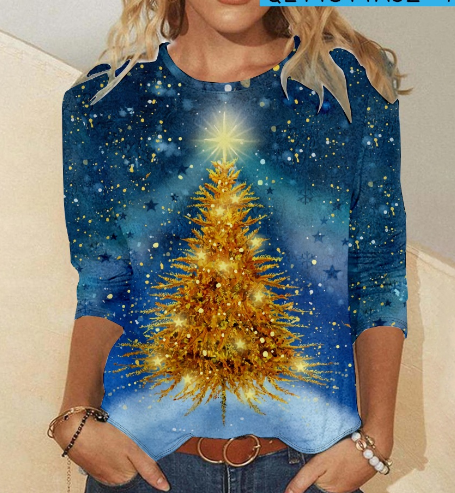 3D Printed Christmas Casual Long Sleeve T-shirt | Streetwear